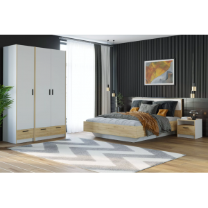 Спальня Оттавия Комплектация 3, Белый Фасадный/Дуб Крафт Золотой
