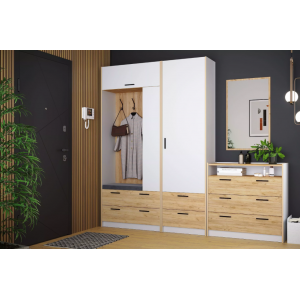 Прихожая Оттавия Комплектация 1, Белый Фасадный/Дуб Крафт Золотой