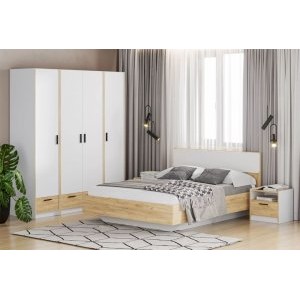 Спальня Оттавия Комплектация 4, Белый Фасадный/Дуб Крафт Золотой