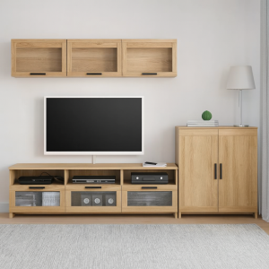 Стенка Билли Икеа для гостиной, современная, цвет ЛДСП дуб сонома