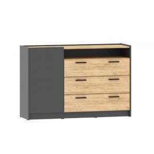 Тумба Оттавия НМ 011.59, Антрацит/Дуб Крафт Золотой